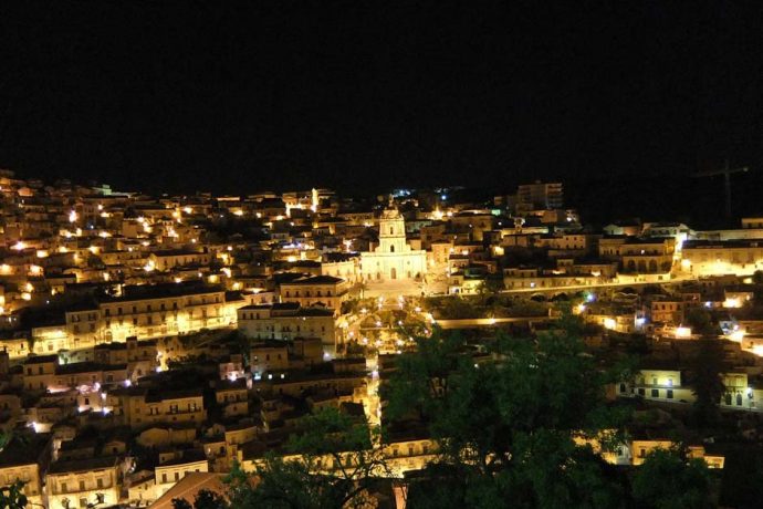 Modica's lights at night.