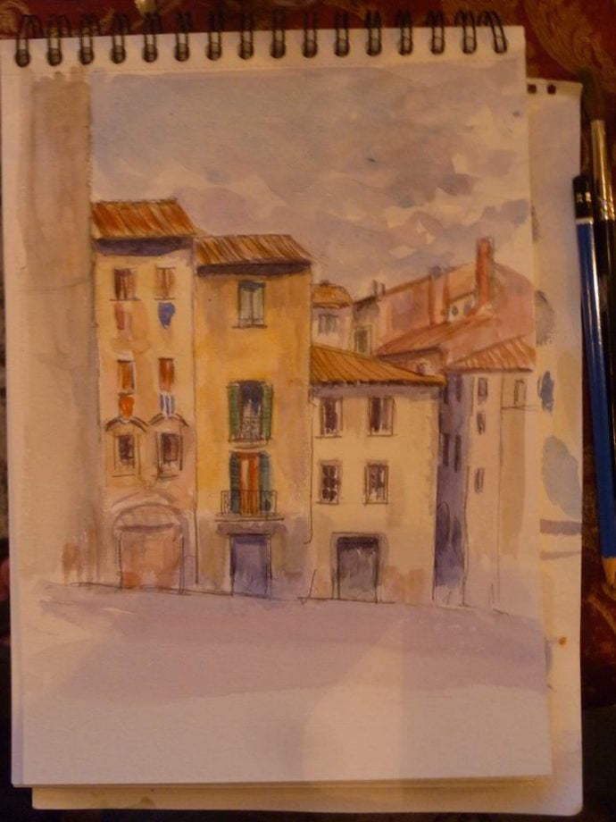 In Arezzo - watercolour by Michael Gahagan.