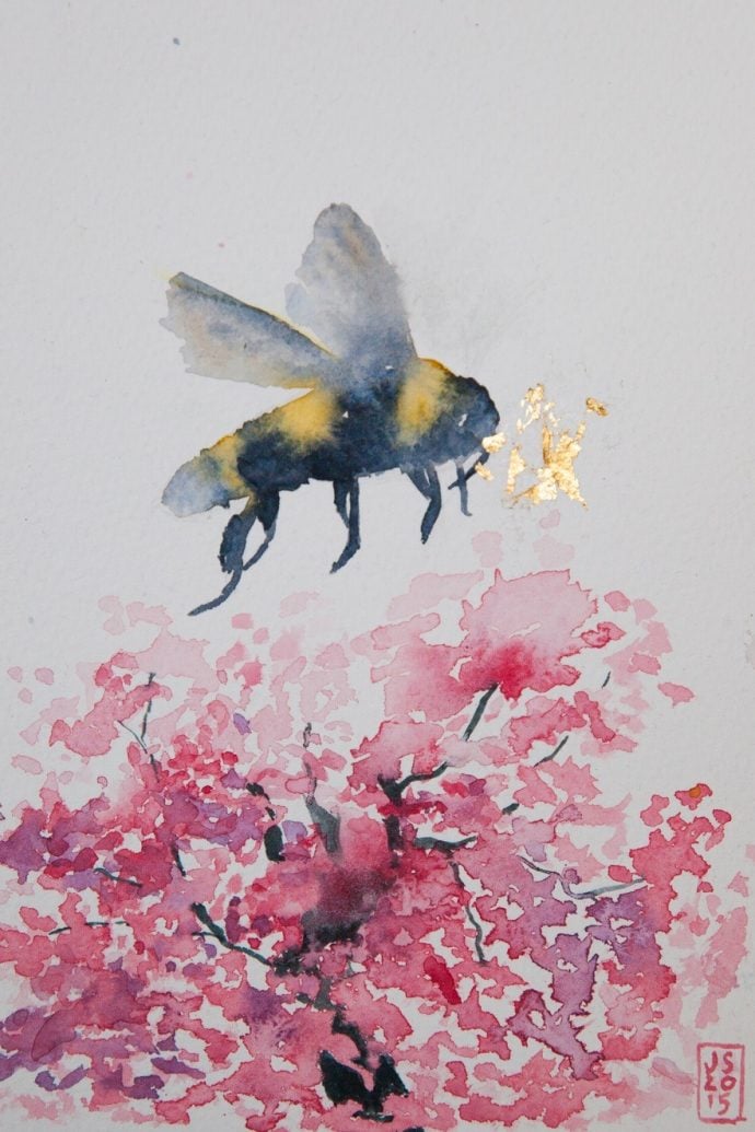 Bees and blossom by Jaclyn Stuart.